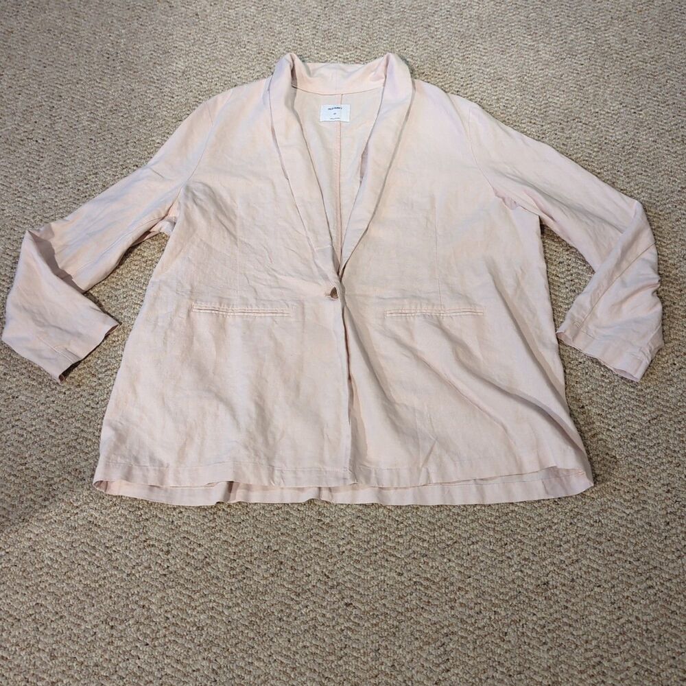 Old Navy Linen Blend Blazer Womens XXL Pink Blush Minimalist Preppy Office